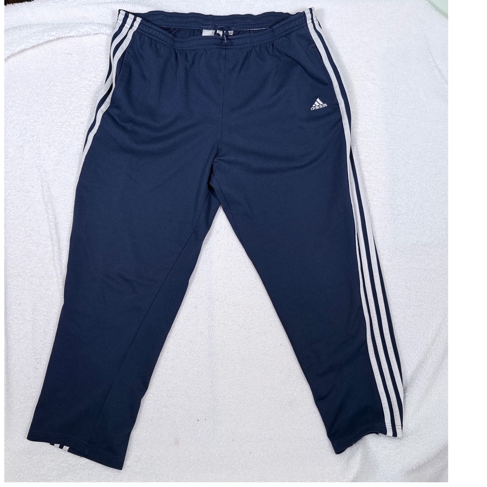 Vintage 00s Adidas 3-Stripe Track Pants Navy Blue Mesh Lined Athletic Pants L
